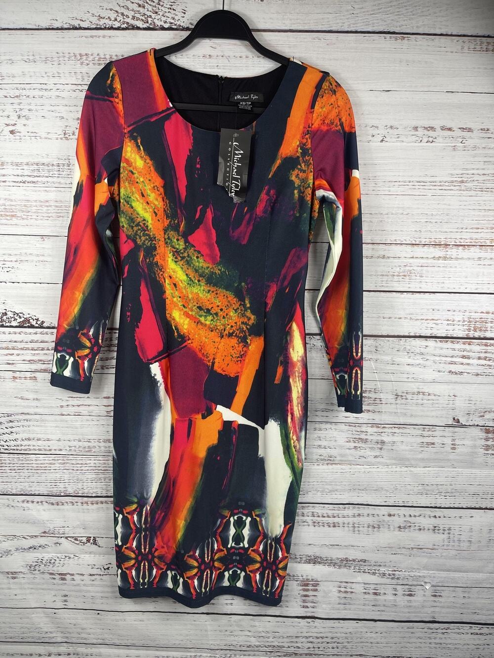 Michael Tyler Collections Women's Size XS Multicolor Abstract Print Long Sleeve
